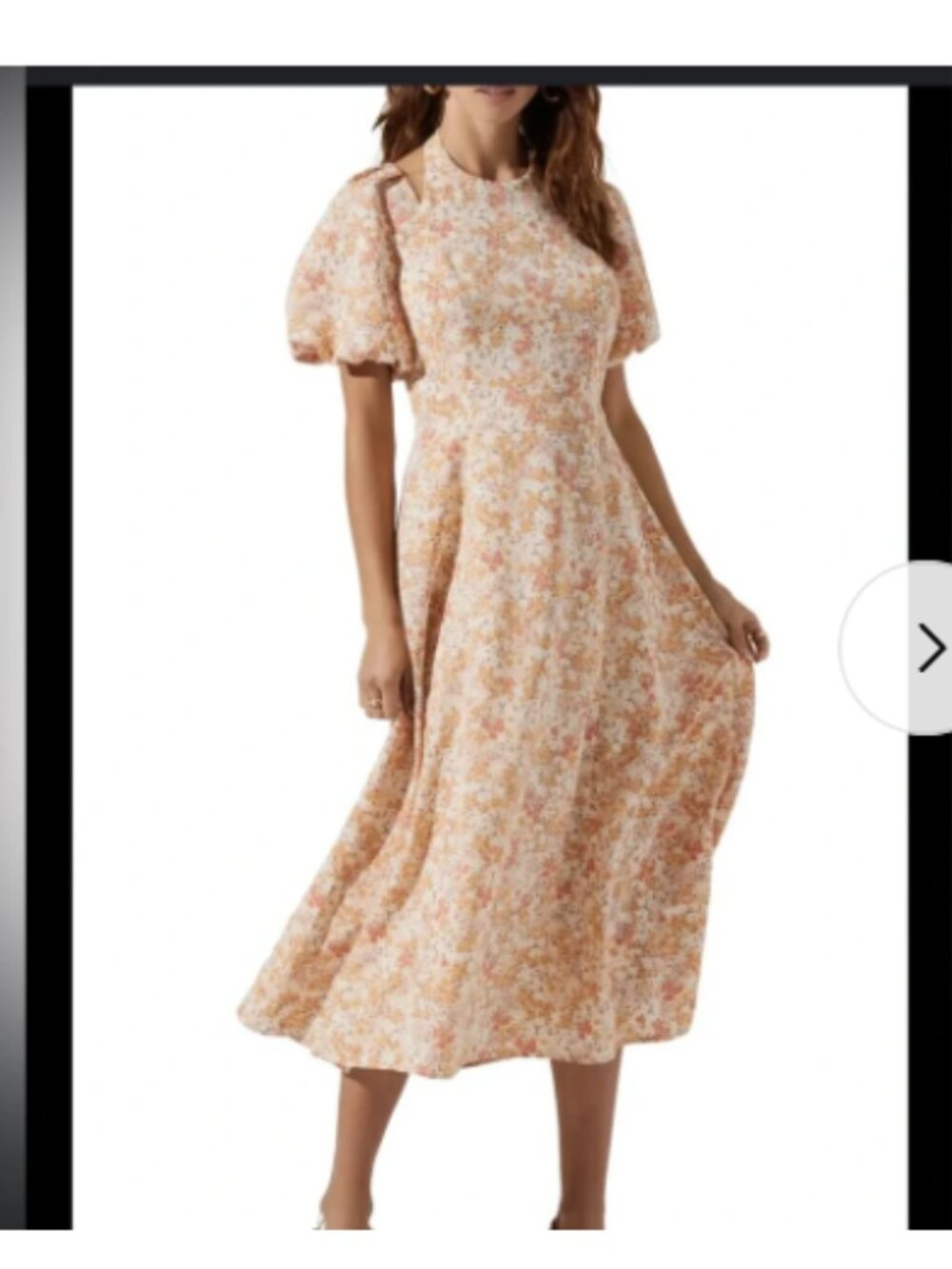 ASTR the Label Floral Print Tie Neck Midi Dress size XS